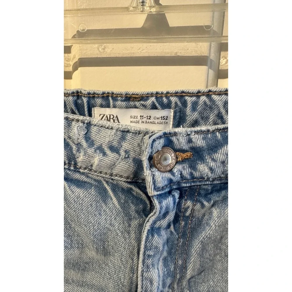 Zara Kids Distressed Light Wash Straight Leg Denim Jeans Size 11-12